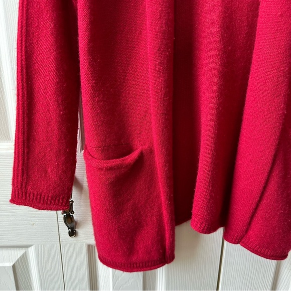 Max Studio Women’s Size S 100% Cashmere 2-Ply Knit Open Red Cardigan w/ Pockets - Picture 2 of 9